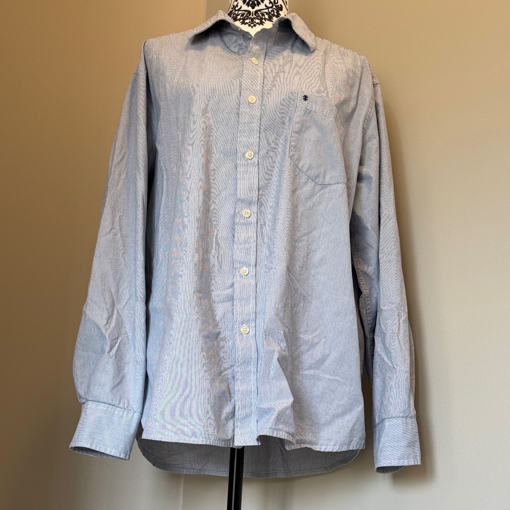 Izod Light Blue Casual Button Down Shirt